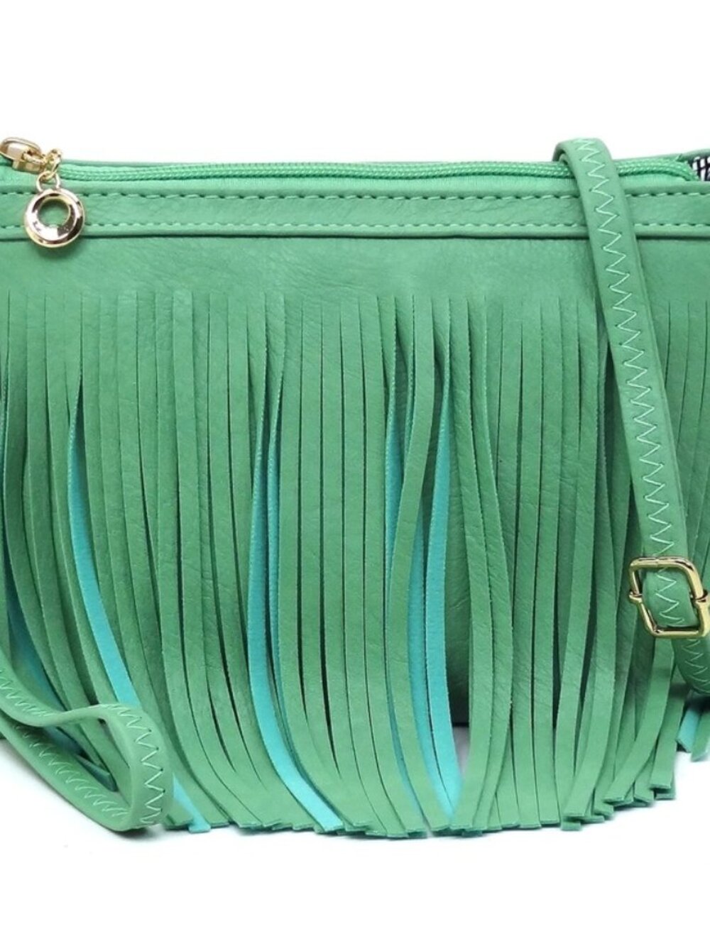 Turquoise Fringe Crossbody Bag - Picture 4 of 5
